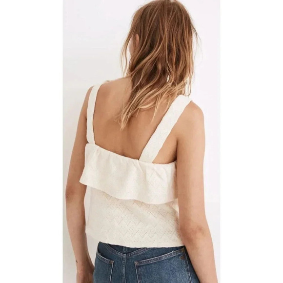 Madewell Cotton Cream Ruffled Tank Top-sz Small - Picture 2 of 7